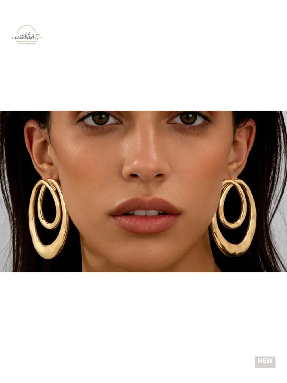 Chunky Geometric Dangle Earrings Large Round Statement Drop